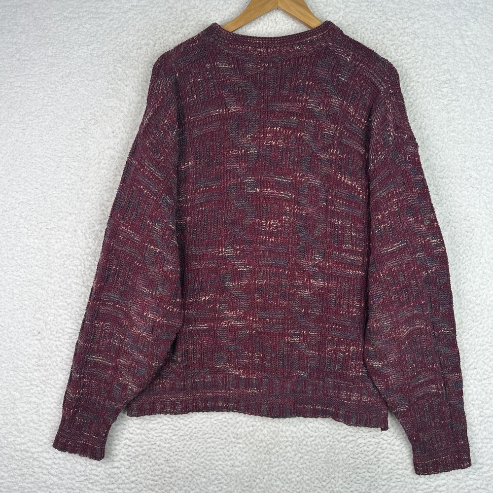 Vintage 90s Thane Sweater Mens L Marled Knit Textured Crewneck USA Grandpa Core - Picture 5 of 5
